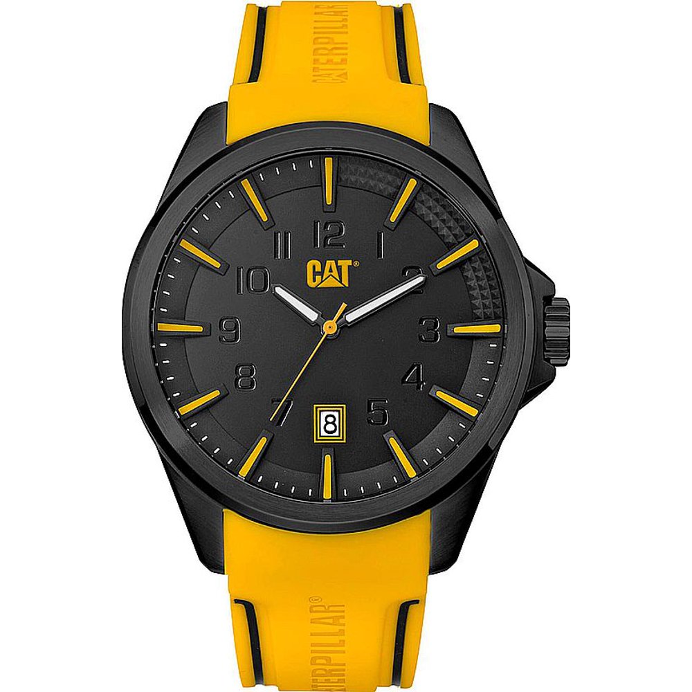 CAT Men's CAT Caterpillar Slate Yellow Rubber Strap Watch NO16127127