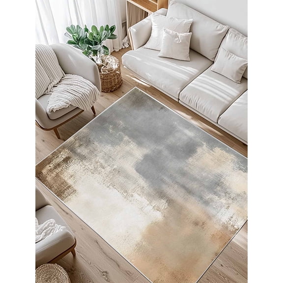 Brown Grey White Area Rug for Bedroom 2.7x5 Ft Abstract Art Modern Oil Painting Super Soft fuzzy Throw Rug Non-Slip Fluffy Plush Indoor Floor Carpet for Living Room Nursery Home Decor