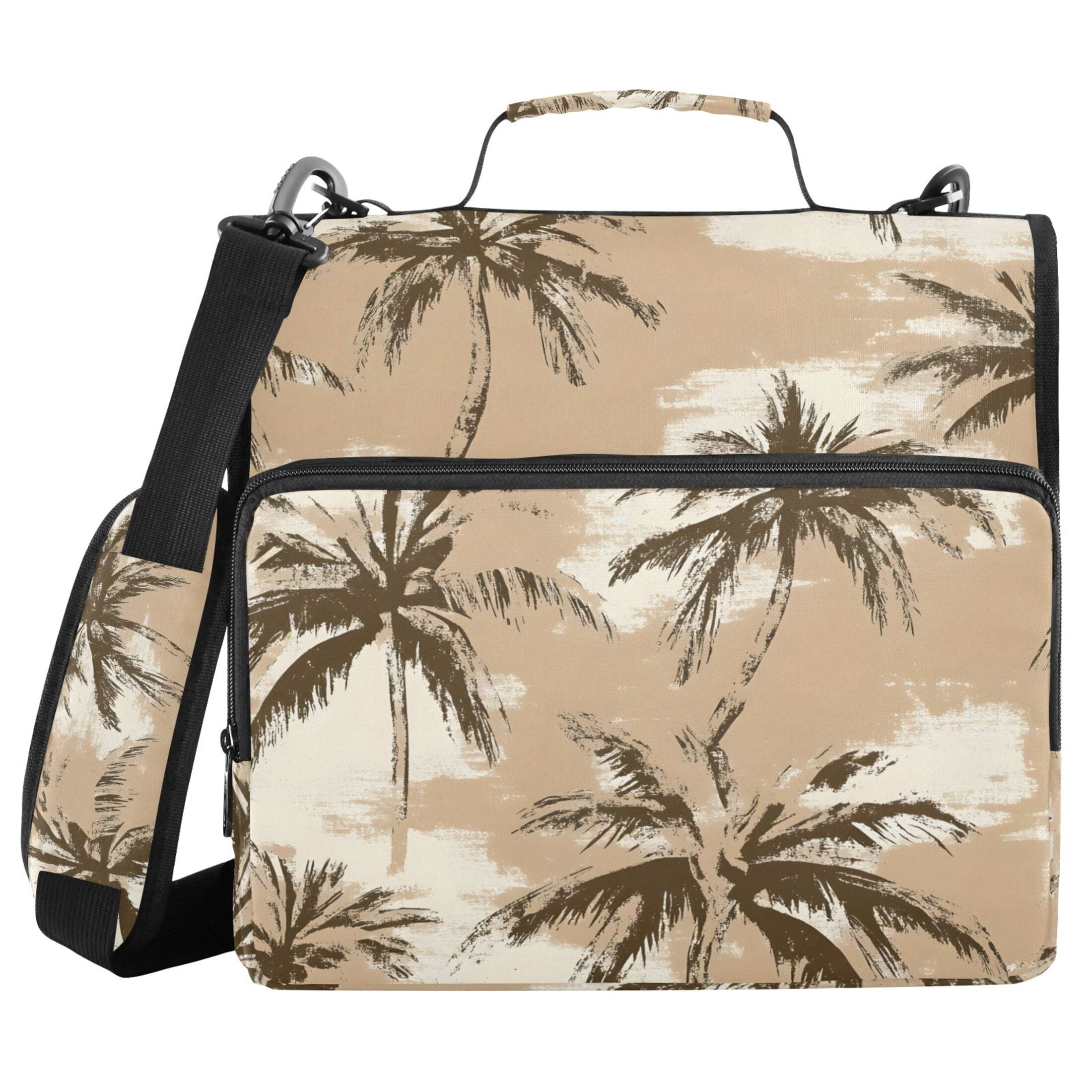 ALAZA Zipper Binder Retro Palm Tree Pattern 3 Ring Trapper Keeper File Folder Organizer Bag