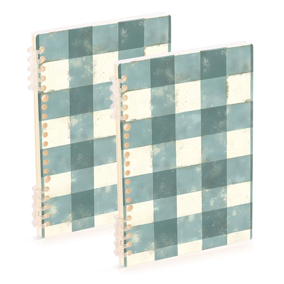 joogoo Spiral Journal Notebook Rustic Checkered College Ruled Notebooks 8.3" x 5.7" 2 PCs