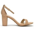 thumbnail image 3 of BURUDANI Women's Chunky High Heel Sandals Ankle Strap Open Toe Dress Shoes NUDE/SUEDE Size 11, 3 of 6
