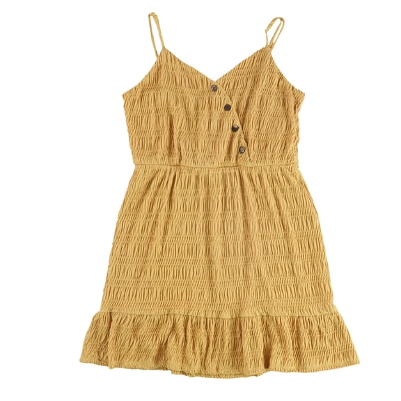 City Studio Womens Ruched Sundress, Yellow, Large
