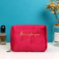 thumbnail image 6 of Velvet cloth pouch large capacity clutch cosmetics storage bag letter embroidery cylinder lipstick bag, 6 of 8