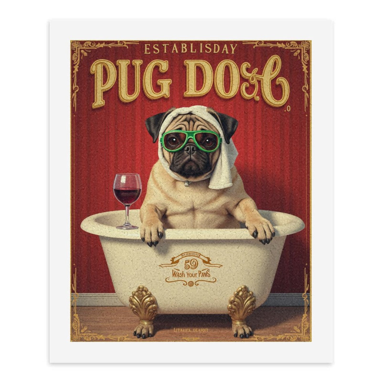 Paint By Numbers Kit for Adults Beginner - DIY Dog Spa Bath Comedy Art Deco Canvas Painting Kits for Adults, Frameless Paint By Number for Adults for Home Wall Decor 16x20 Inch