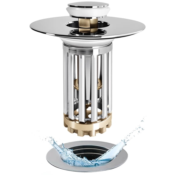 Colador de desagüe para lavabo de baño Anlige, 3 en 1, desplegable, cromado