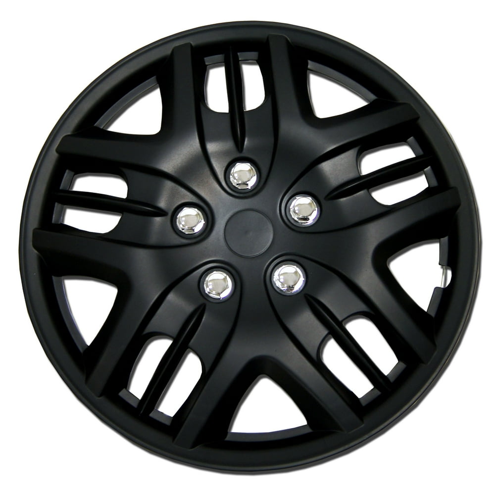 Set of 4 Matte Black Hubcaps 16" WSC025B16 Hub Caps Wheel Skin Cover 16 Inches 4 Pcs Set