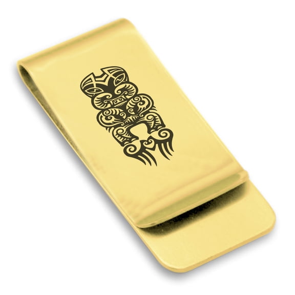 Stainless Steel Taniwha Maori Symbol Classic Slim Money Clip Credit Card Holder