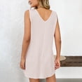 thumbnail image 5 of Summer Sun Dresses for Womens 2026 Plus Size Fashion Solid Color Pocket Fashion Large Size Sleeveless V-Neck Dress, 5 of 5