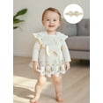 thumbnail image 5 of Newborn Baby Girl Lace Romper Dress Embroidery Butterfly Long Sleeve Ruffle Mesh Tutu Dress 3 6 12 18 Months Cute Jumpsuits with Headband, 5 of 9
