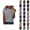 thumbnail image 1 of T-shirt Femme Saint-Valentin 2026 Manches Courtes Col Rond Graphique Cœur d'Amour, 1 of 4