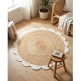 thumbnail image 4 of Sivi 3 x 3 Feet Handmade Scallop Braided Jute Rug - Natural Jute Round Rug, 4 of 14