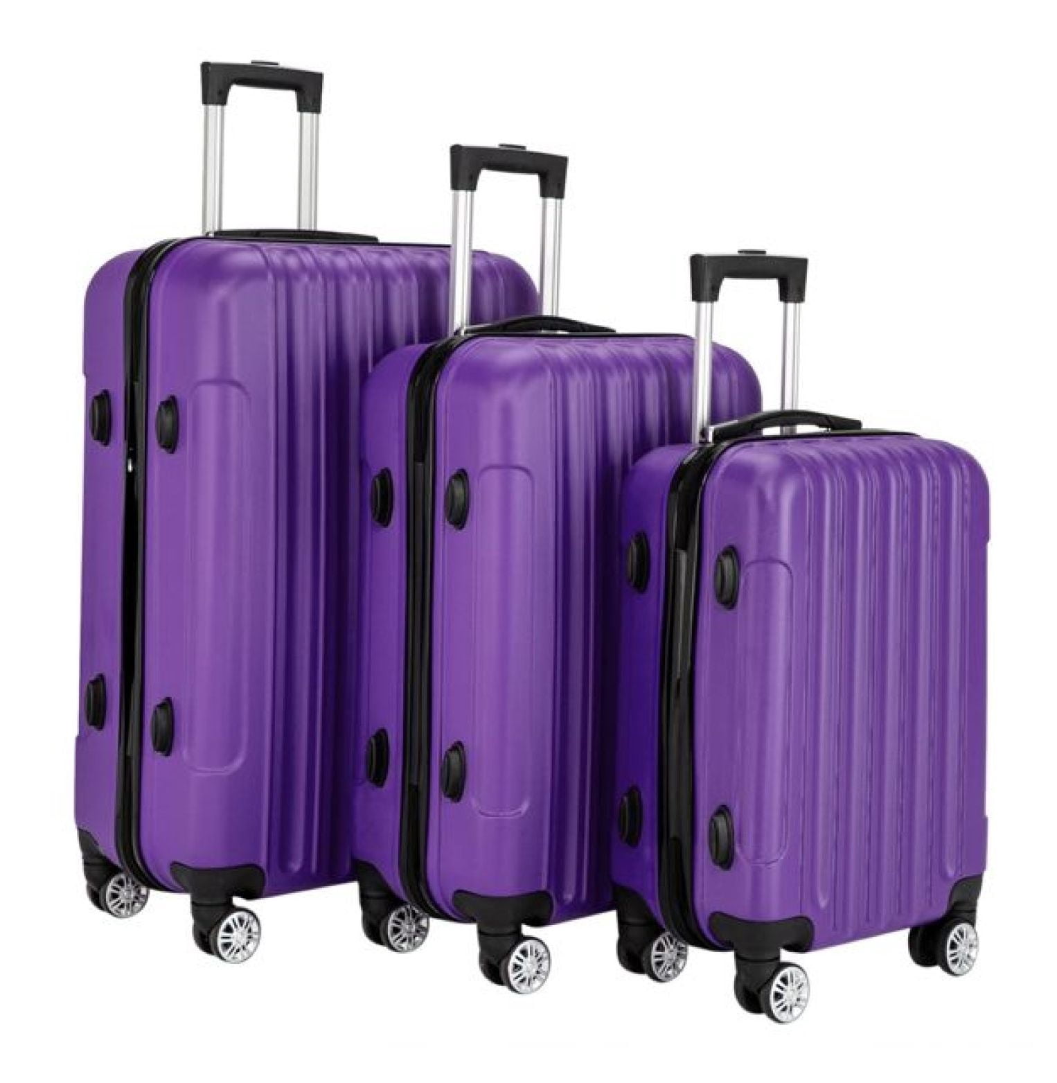 3-in-1 Luggage Set Large Capacity Spinner Suitcase, Travel Rolling Suitcases with TSA Lock, Lightweight Hardshell Carry On Luggage - Purple