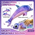 thumbnail image 1 of Cute Starry Sky Inflatable Dolphin Pool Float, Giant Rideable Dolphin Raft, Thick PVC Swimming Lounge Floating Mat ol Party, 1 of 5