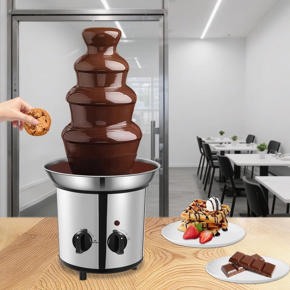 Chocolate Fountain,4 Tier Chocolate Fondue Fountain Electric Melting Machine with Temperature Control,Chocolate Fountain Machine for Chocolate Candy Butter Cheese and More - 60-Ounce - Silver