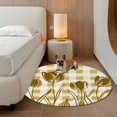 thumbnail image 2 of Yellow Tulip Round Area&nbsp;Rug 5ft Yellow Flower Silhouette Non-Slip&nbsp;Washable Circle Rugs Soft Felt Indoor Floor Mat for Bedroom Kitchen Living Room Bathroom, 2 of 9