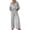 Gray, variant on Women's Striped Two-Piece Suit V Neck Lapel 3/4 Sleeve Breathable Outfit Solid Color Loose High Waist Plus Size Wide Leg Pants Set Daily Date Work Party Club Spring Summer Casual Wear