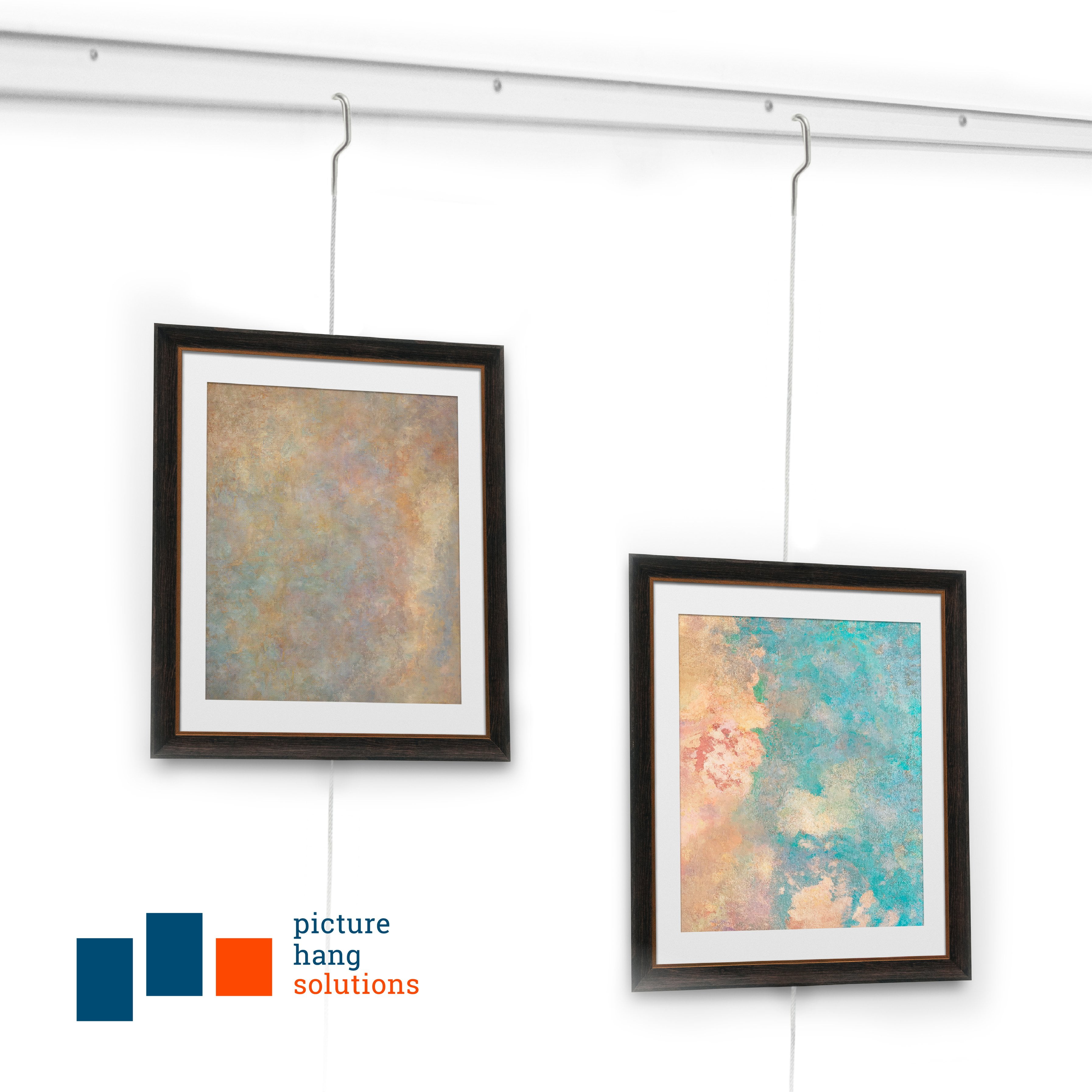 Picture Hang Solutions - Track 101 Picture Rail Kit - Includes 79-inch Wall Track, Steel Cords, Adjustable Hooks, and Hardware - Gallery Hanging Systems 1 set per pack