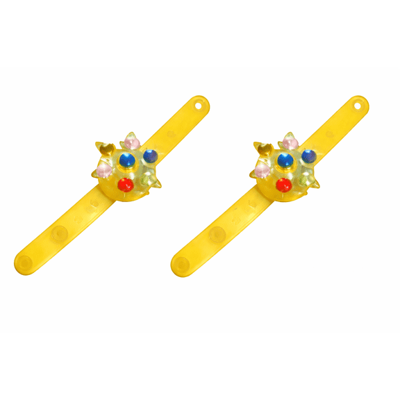 Light-Up Fidget Spinner Bracelets, Adjustable, LED, Glow-in-the-Dark, 2-Pack, Yellow
