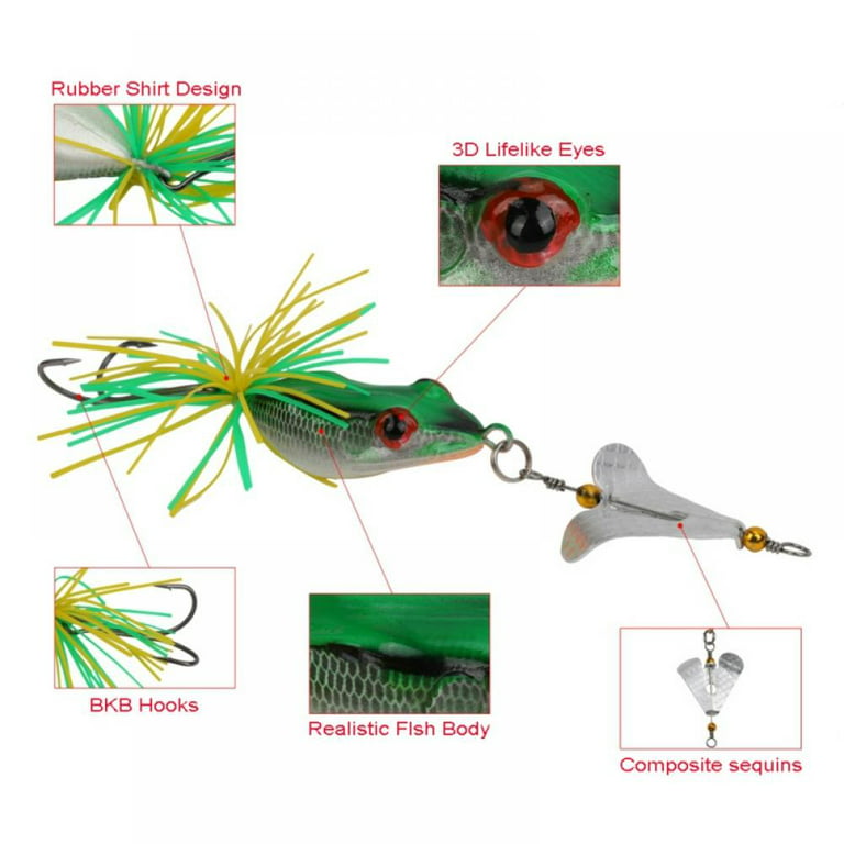Frog Lures With Propeller Large Noise, Soft Fishing Lure Kit with Tackle  Box for Bass Pike and Speckled Trout 