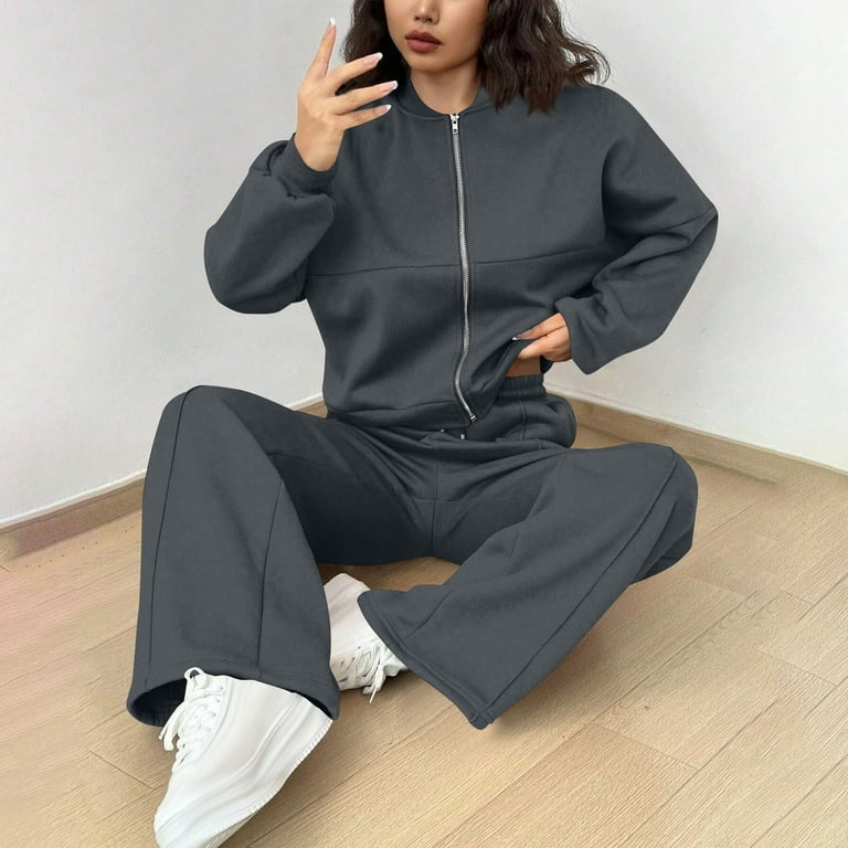 Lovzfmll Workout Sets for Women, 2 Piece Zip-Up Jacket and