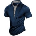 thumbnail image 4 of Mens Tshirts Summer Casual Short Sleeve Breathable Comfortable Fit Basic Tees Compression Button Up Collared Outdoor Activities Men's Shirts Navy XL, 4 of 4