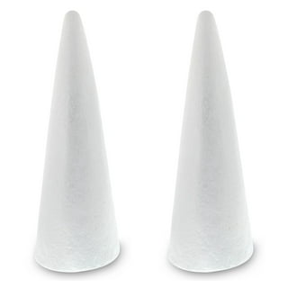 Holibanna Foam Cone Polystyrene Cone Shapes White Christmas Tree Crafts Table Centerpiece Props 2pcs 12.6 x 4.7 inch