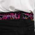 thumbnail image 4 of Ford Belt, Seatbelt Buckle Belt, Mustang Pony Girl Floral Collage Black Pinks White, 34 to 52 Inches, 4 of 9