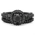 thumbnail image 3 of Dazzlingrock Collection 3.10 Carat (ctw) Black Rhodium Plated Sterling Silver Black Diamond Halo Engagement Ring Set, Size 7.5, 3 of 4
