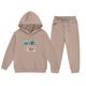 thumbnail image 5 of Conjunto de sudadera con capucha de manga larga para niños con estampado invernal y pantalones deportivos con lazo en las piernas, deportivo informal con forro polar para mayor calidez, conjunto de do, 5 of 5