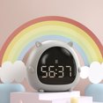 thumbnail image 2 of Reloj despertador inteligente gris creativo para estudiantes, reloj Digital de escritorio con Control de voz recargable, cuenta atrás, reloj despertador para niños con dibujos animados, 2 of 2