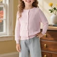 thumbnail image 2 of Little Girls Crewneck Cardigan Button Front Knitted School Sweater 2 10 Years, 2 of 7