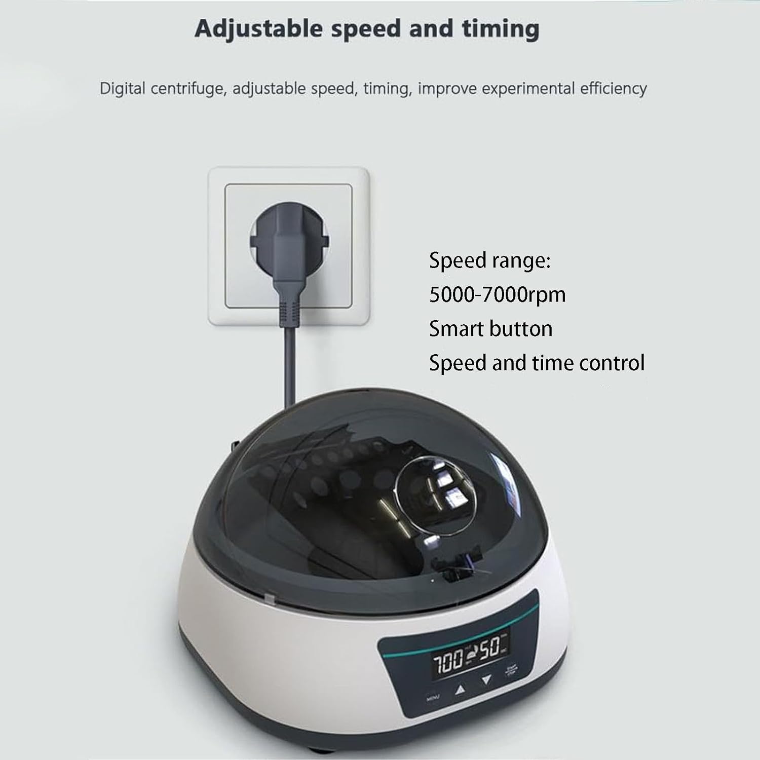 Lab Benchtop Centrifuges with Adjustable RPM & Digital Display LCD, Mini Centrifuge for 0.2/0.5/1.5/2ml Scientific Test Tubes Micro Centrifuge, 5000-7000 RPM/1680-3286 xg