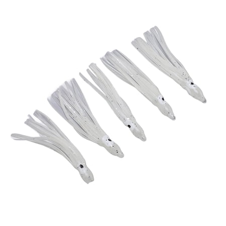 YAHHU 5-Set Luminous Cuttlefish Octopus Jig Hooks Size 18 Glow in Dark Soft Baits Tackle Gear for Saltwater Freshwater Fishing Glow Squid Skirt Lures
