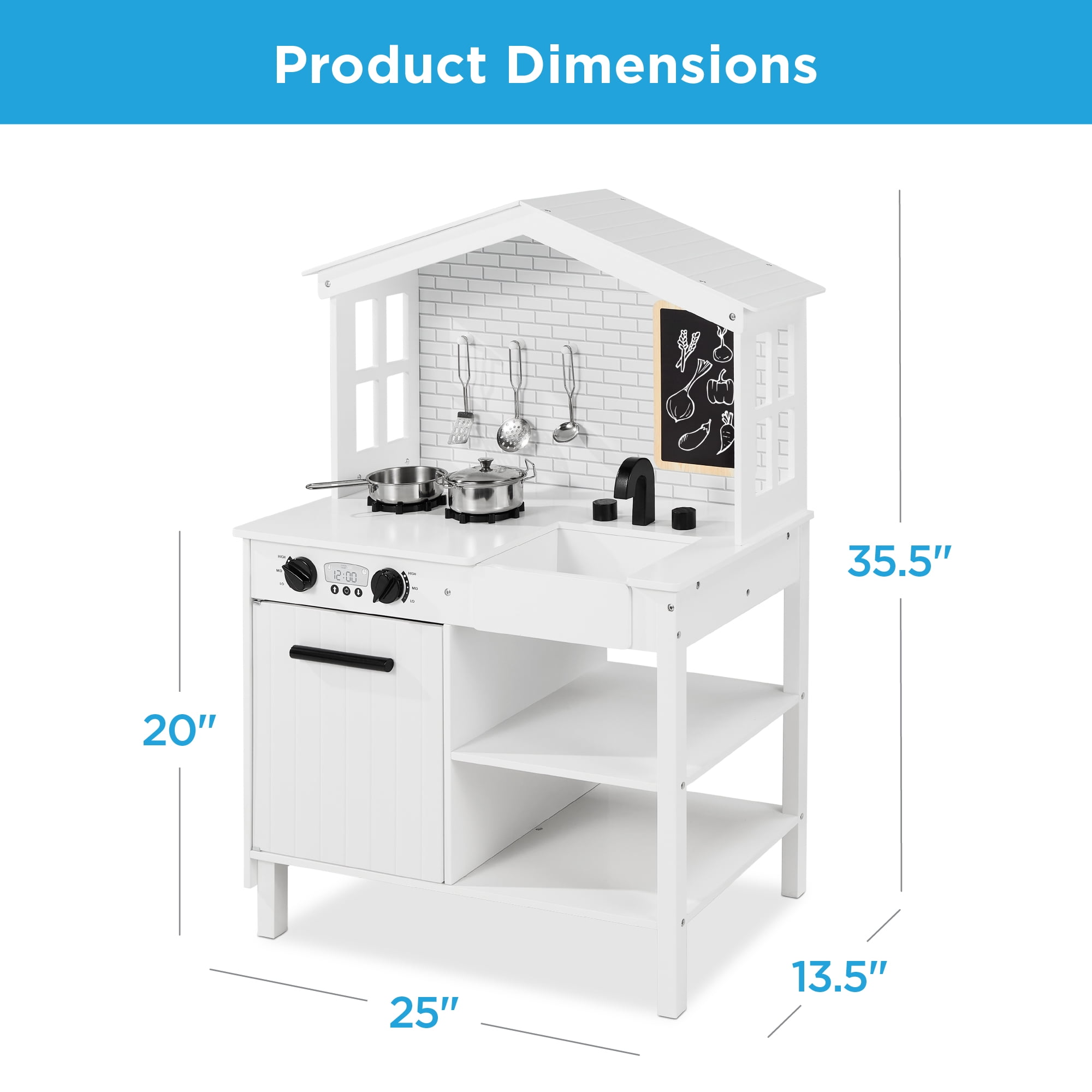 Best Choice Products Farmhouse Play Kitchen Toy for Kids w Chalkboard Storage Shelves 5 Accessories White Shop Black Friday Deals for 2024 Walmart