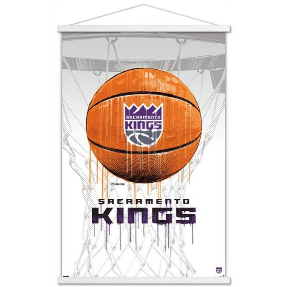 NBA Sacramento Kings - Drip Basketball 21 Wall Poster with Wooden Magnetic Frame, 22.375" x 34"