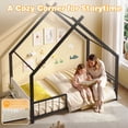 thumbnail image 4 of UHOMEPRO Twin Montessori Floor Bed for Kids and Toddler, Low Profile House Bed with Guardrails and Bookcase, Easy Assembly, Black, 4 of 7