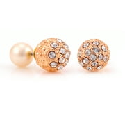 Front to Back Fireball and Pearl Earrings