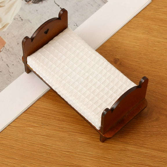 Wood Dollhouse Bed with Vintage Design and Detailed Craftsmanship for Dollhouse 1:12 Scale