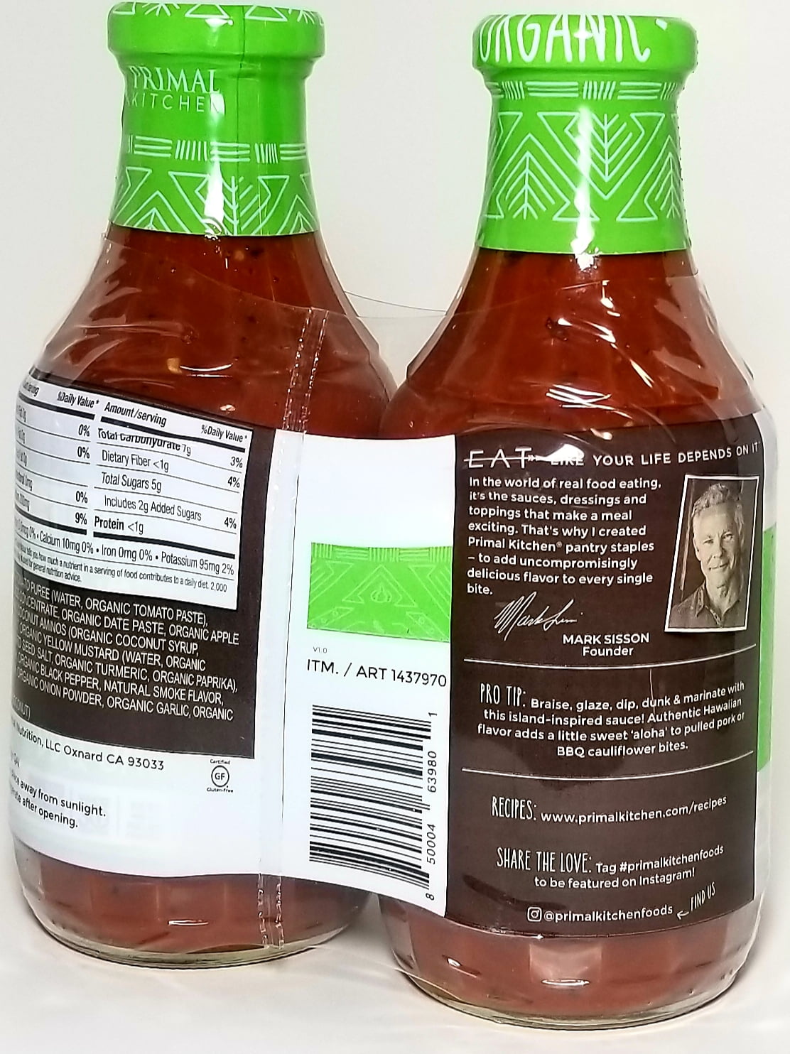 Primal Kitchen Organic BBQ Sauce 3-Pack, Made with Real Ingredients, Includes Classic BBQ, Korean BBQ Sauce, and Hawaiian BBQ Sauce