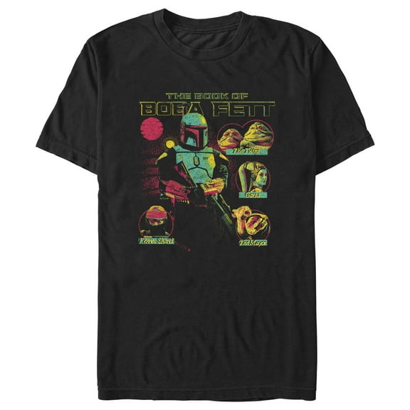 Men's Star Wars: The Book of Boba Fett Distressed Character Line-up  Graphic Tee Black 2X Large