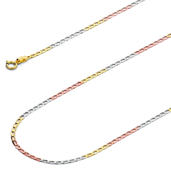 Wellingsale 14k Tri 3 Color Gold Polished Solid 1.5mm Figaro 1/1 Open Chain Necklace - 20"