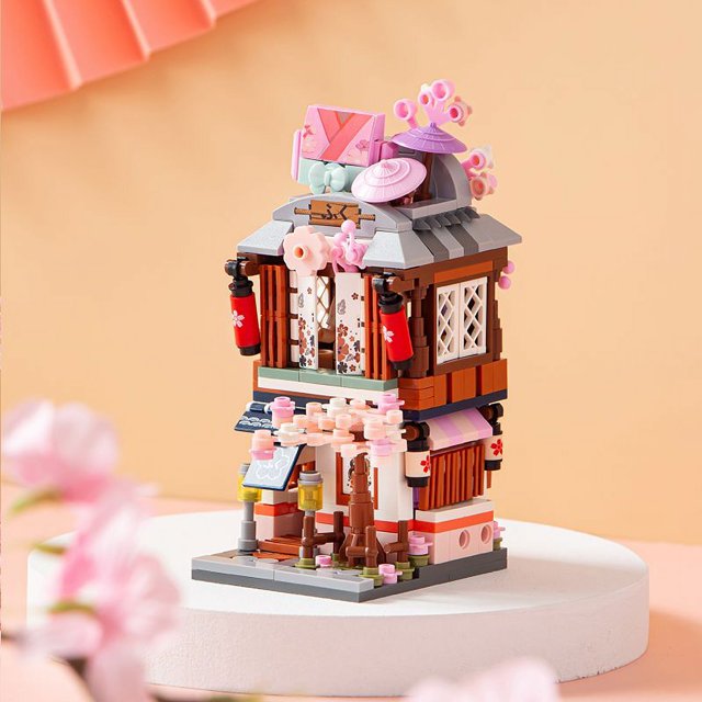 Lizhi Loz Small Particle Building Blocks Assembled Educational Toys Commercial Street View Kimono Shop Mini Lego Adult