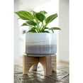 thumbnail image 4 of Flora Bunda EM1911E-GY 7' Grey OMBRE W SPECKS Ceramic Pot on Wood Stand, 4 of 5