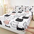 thumbnail image 3 of Castle Fairy Cute Animal Cats Queen Sheet Sets,Black Pink White Bed Set, 3 of 7