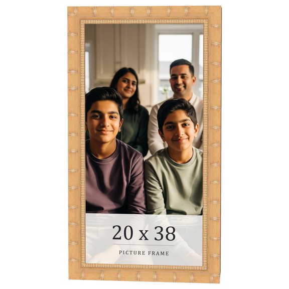 20x38 Light Brown Bamboo Real Wood Picture Frame Width 1.5 inches | Interior Frame Depth 0.5 inches