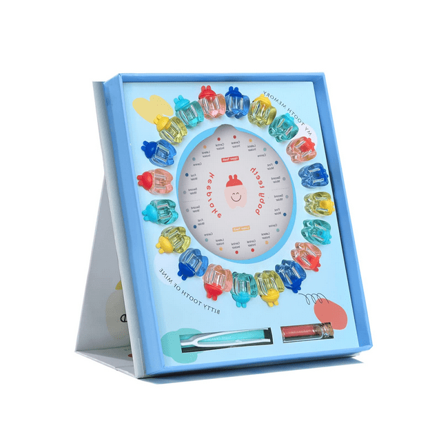 Kids' Tooth Memory Set, Colorful Lost Teeth Storage Box with Organizer, Ideal for Newborn, Birthday & Baby Shower Gifts, Blue