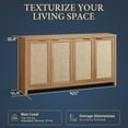 thumbnail image 2 of OAKHAM 4-Door Sideboard Buffet,Rattan Storage Cabinet with Adjustable Shelves,Weathered Oak, 2 of 6