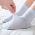 thumbnail image 4 of 5 Pairs Toddler Cotton Socks Baby Thin Summer White Mesh Crew Ankle Dress Sock for Girls Boys kids, 4 of 7