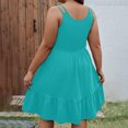 thumbnail image 4 of Robe Midi Sans Manches pour Femmes, Coupe Ample Couleur Unie Polyester Été Printemps Style Décontracté, Longueur Régulière, Col Rond, Grande Taille TTG, 4 of 8
