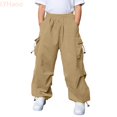 thumbnail image 2 of LYHaoo Kids Cargo Pants With Multiple Pockets For Boys And Girls Outdoor Casual Play Everyday Comfortable Boys Cargo Pants(Yellow), 2 of 7
